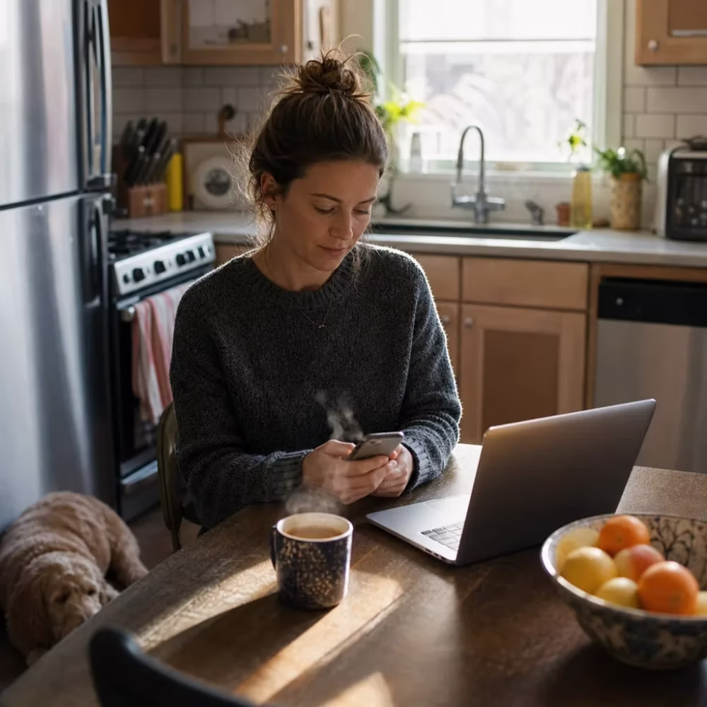 Business owner reviewing a mobile app